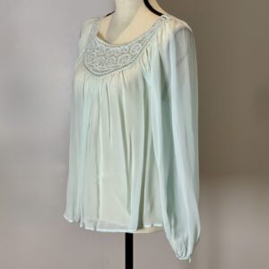 Vanessa Virginia Mint Green Crochet Bib Blouse