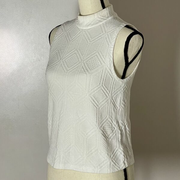 Anthropologie Textured Sleeveless Mock Neck Top